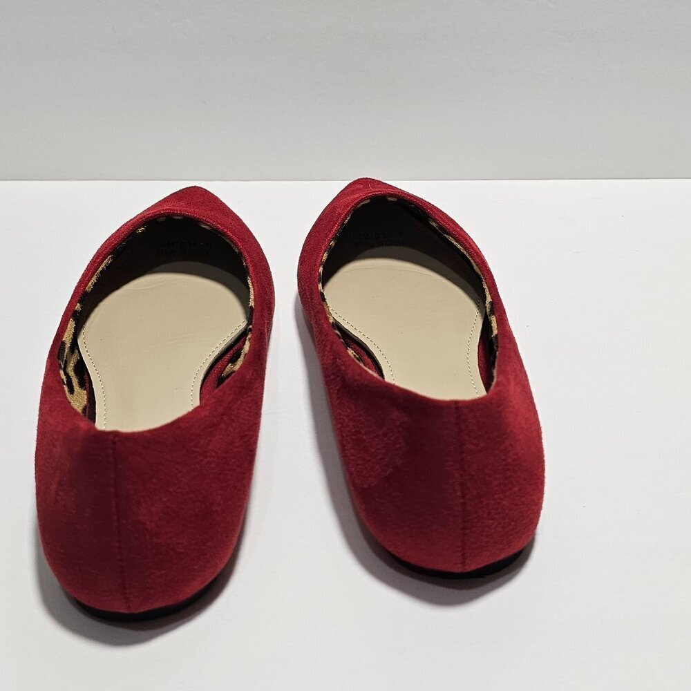Ollio Red Faux Suede Slip On Flats - Picture 4 of 6